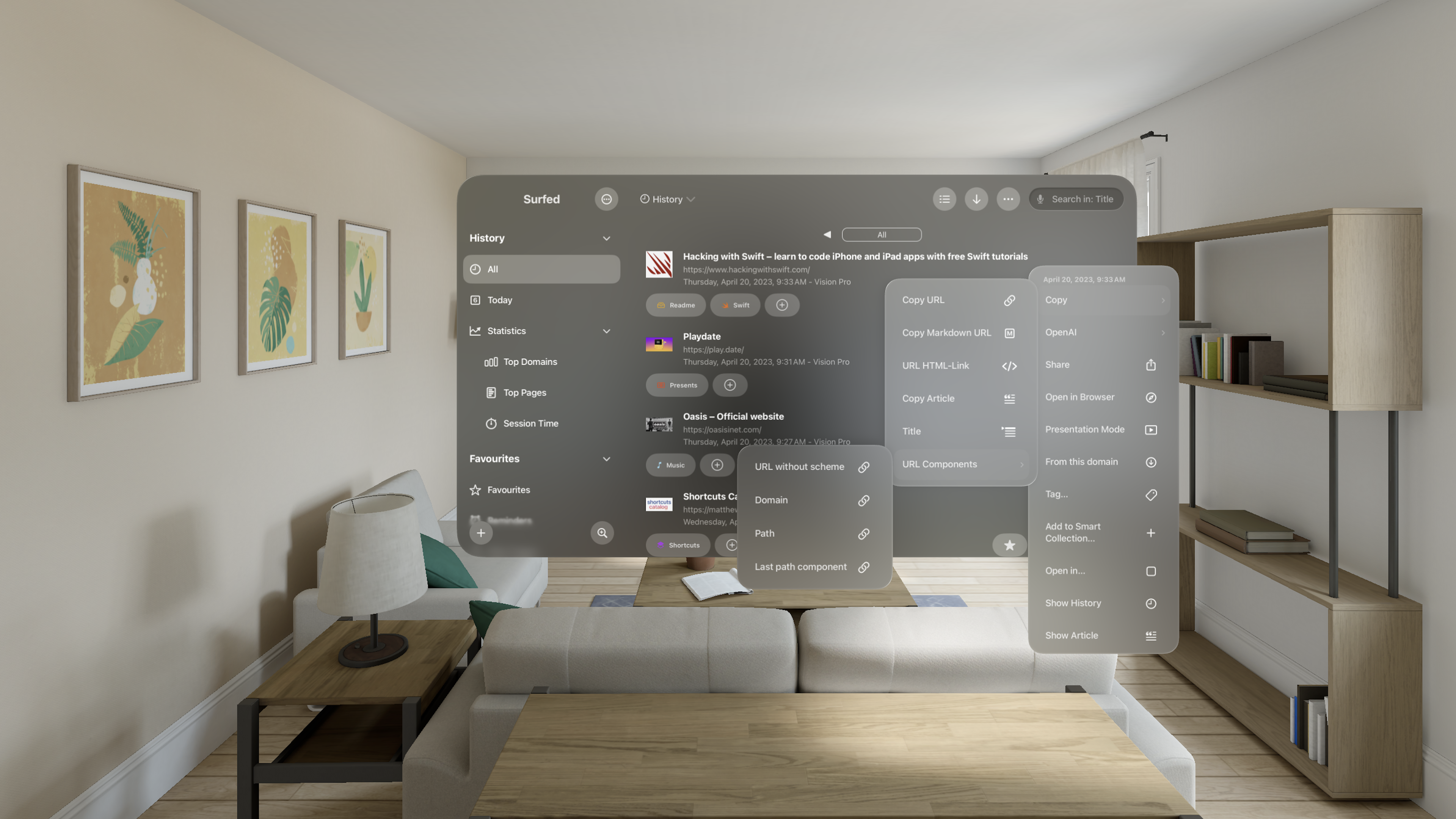 Surfed Actions on Vision Pro